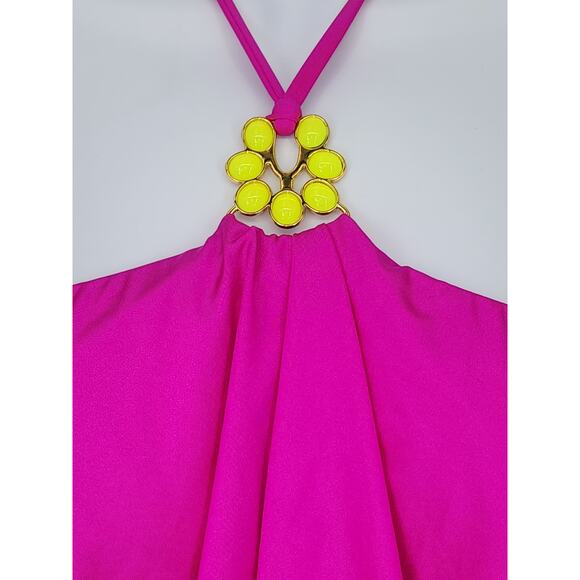 Trina Turk Orchid Pink Ruffle Halter One-Piece Swimsuit Women’s Size 8 - Picture 4 of 9